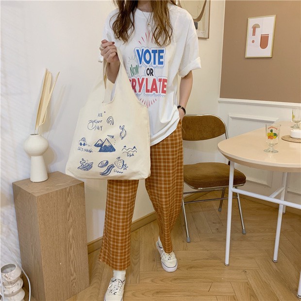 Túi tote vải canvas liền thân họa tiết XINH XẮN đa dạng hot hit tặng quà xinh xắn TUCANVAS TCV31.9