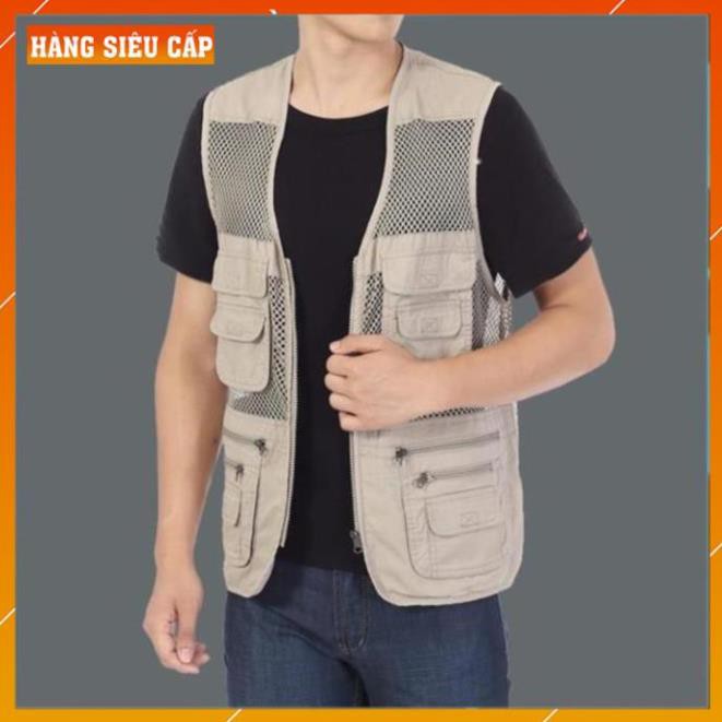 nam bigsize [FreeShip – Giảm 30k]  Áo gile Nam - Áo ghi lê Lưới Lính Mỹ Vest gile Nam Nhiều Túi