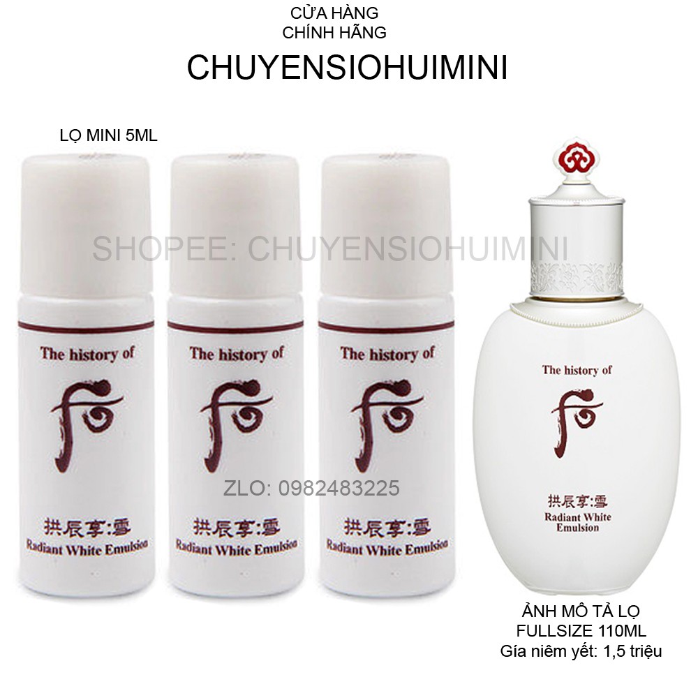 Chai sample sữa dưỡng trắng da mờ thâm nám tàn nhang Whoo Radiant White