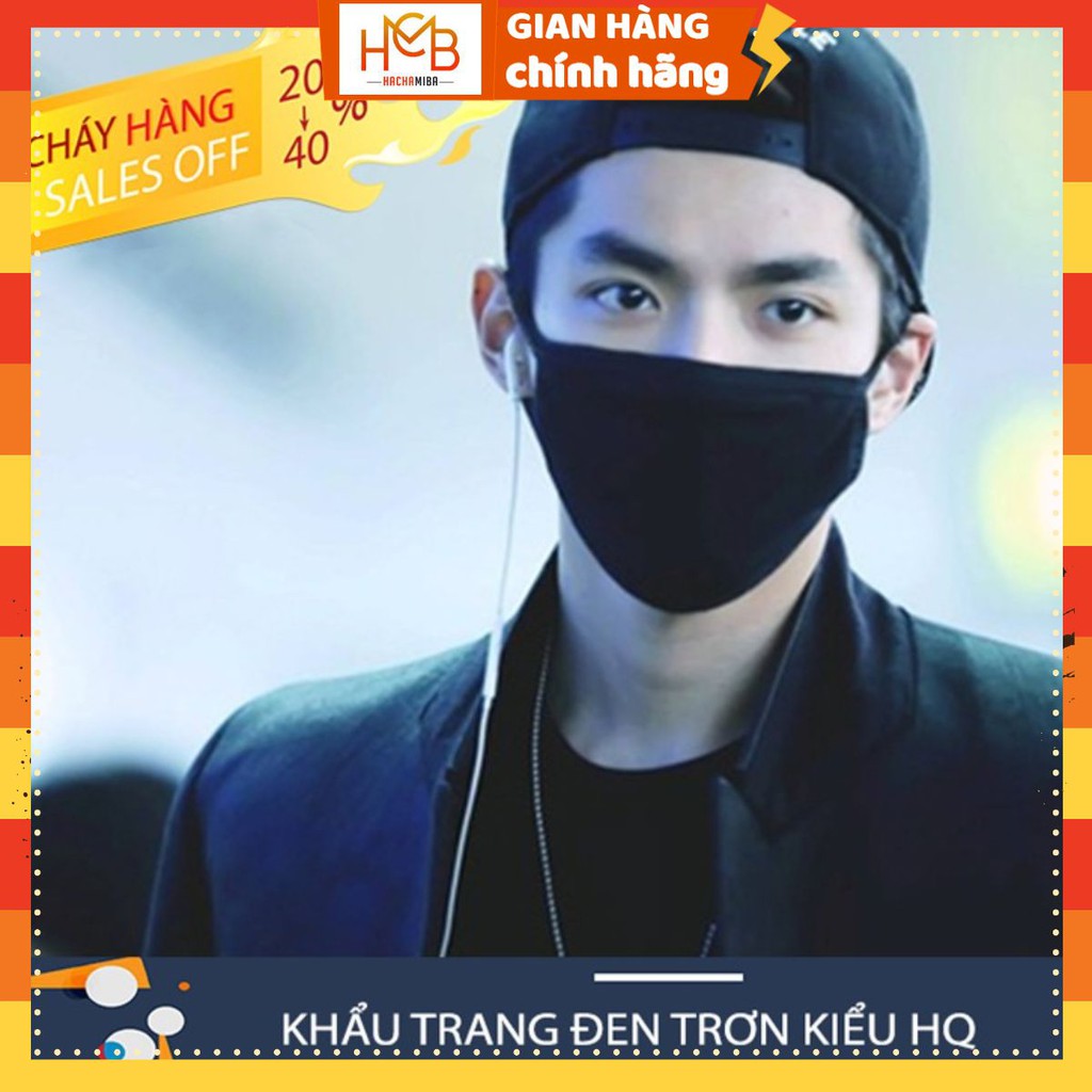 Khẩu Trang Đen Trơn Hàn Quốc Cotton 100% Cực Mịn ❌ CÓ VIDEO + HÌNH THẬT | BigBuy360 - bigbuy360.vn
