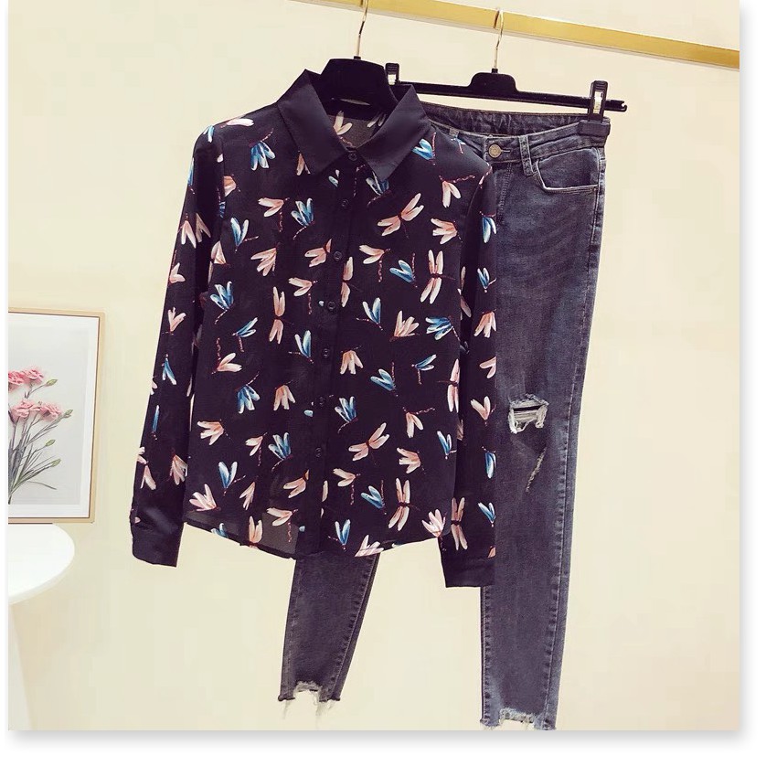 ÁO SƠ MI NỮ HỌA TIẾT CHUỒN CHUỒN ĐẲNG CẤP QUÝ CÔ THỜI TRANG CÔNG SỞ