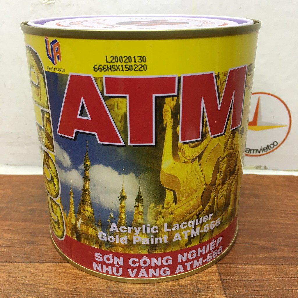 Sơn nhũ vàng ATM 666 dùng cho sắt và gỗ _lon 875ml