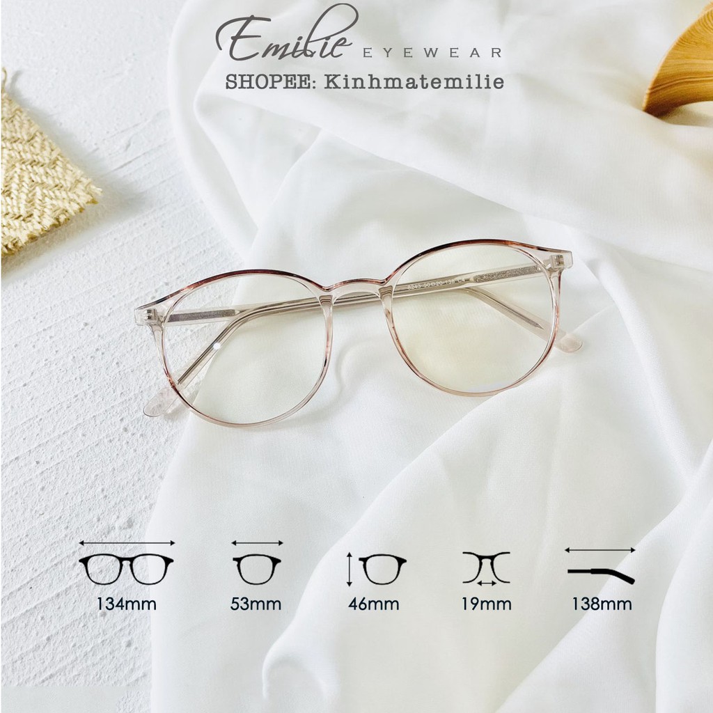 Gọng kính nhựa dẻo tròn nam nữ Emilie eyewear phụ kiện thời trang 8243