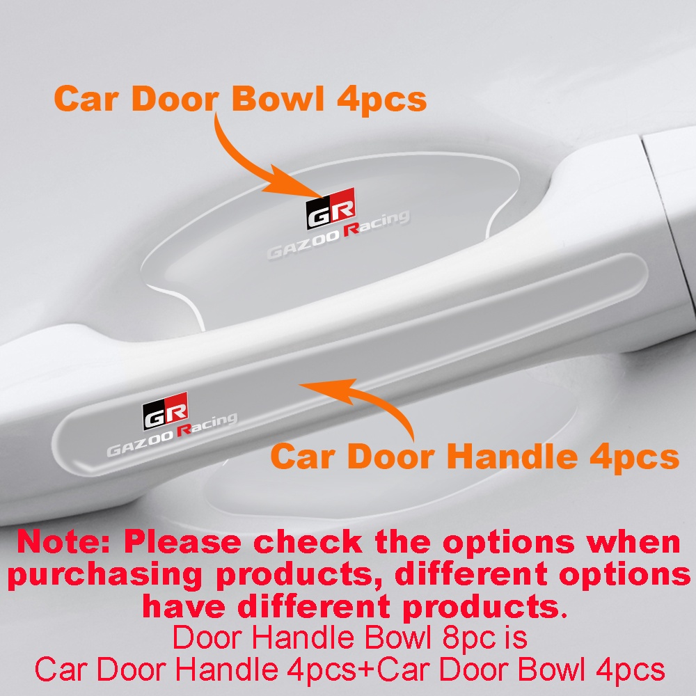 Bộ 4/8 Miếng Dán Tay Cầm Cửa Xe Hơi Bằng Silicon Chống Trầy Cho Toyota GR GAZOO Racing