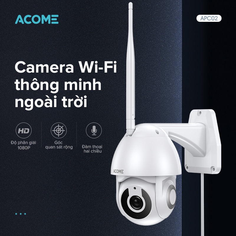 [Bảo Hành 12 tháng] Camera Wifi Thông Minh Ngoài Trời ACOME APC02 Độ Phân Giải 1080P