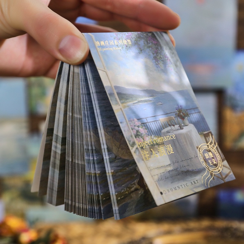 Set 90 Giấy Ghi Chú Họa Tiết Tranh Sơn Dầu Độc Đáo Tiện Dụng