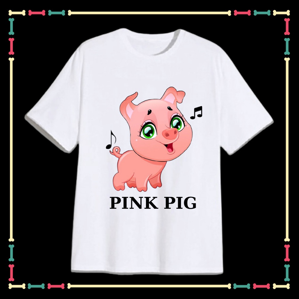 Áo Thun Heo Hồng dễ thương tay ngắn cho trẻ em, người lớn