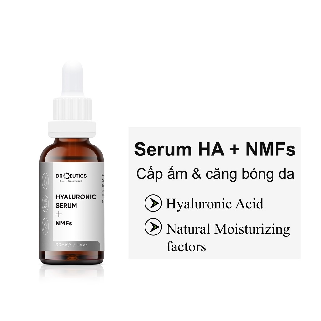 Combo 2 Sản Phẩm Giúp Giảm Nếp Nhăn, Cải Thiện Độ Đàn Hồi Da DrCeutics 30ml (HA + NMFs, Vitamin C)