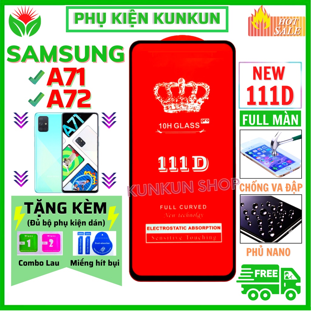 Kính Cường Lực SamSung A71 / A72 - Cao Cấp - Dán Full màn hình 111D - Độ cứng 10H - Độ trong suốt điện thoại cực cao