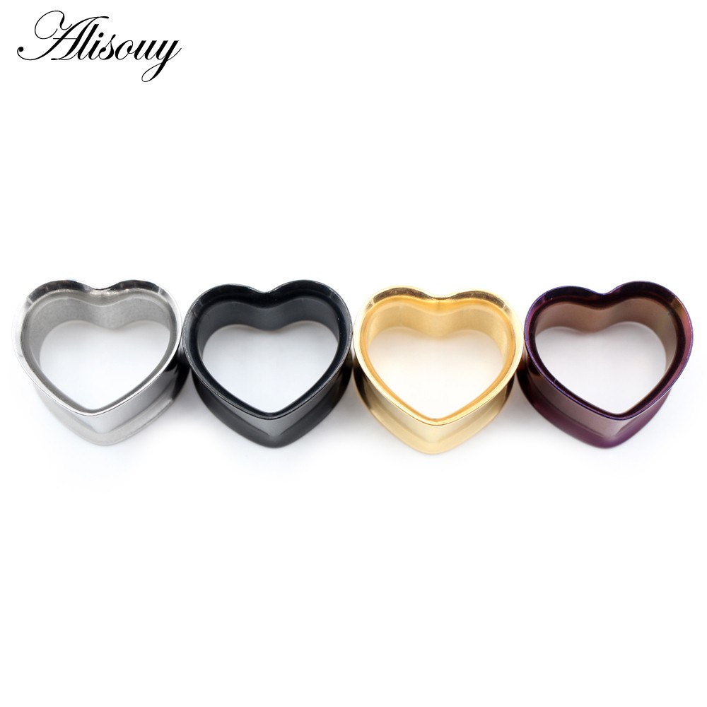 Alisouy Set 2 Khuyên Nong Tai Hình Trái Tim Bằng Thép Không Gỉ 8mm-30mm 316l