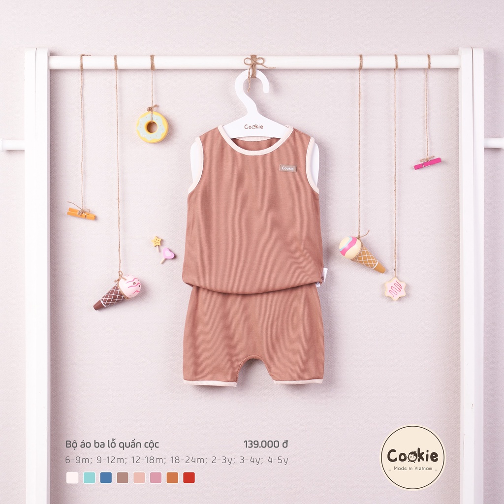 Bộ Ba Lỗ Quần Cộc Cookie Cotton tăm lạnh mềm