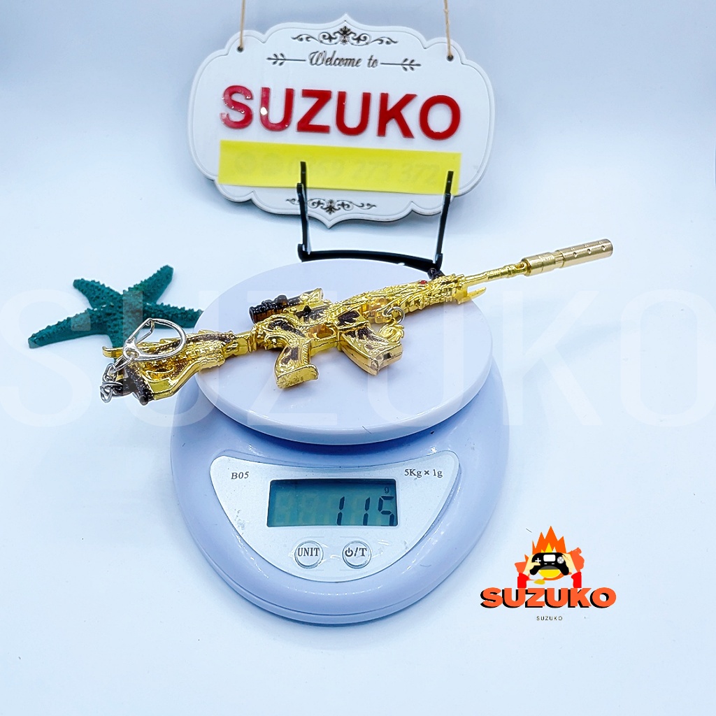 Mô hình M416 pubg kim loại lắp ráp đồ chơi mini Dragon Gold dài 21cm tặng kèm kệ đỡ trưng bày