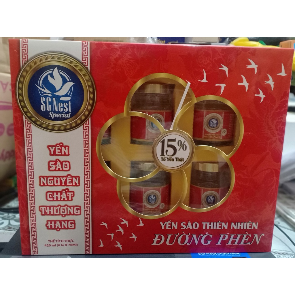 MẪU MỚI - SCNEST SPECIAL Hộp Yến Chưng Đường Phèn 15% tổ yến (6 lọ)