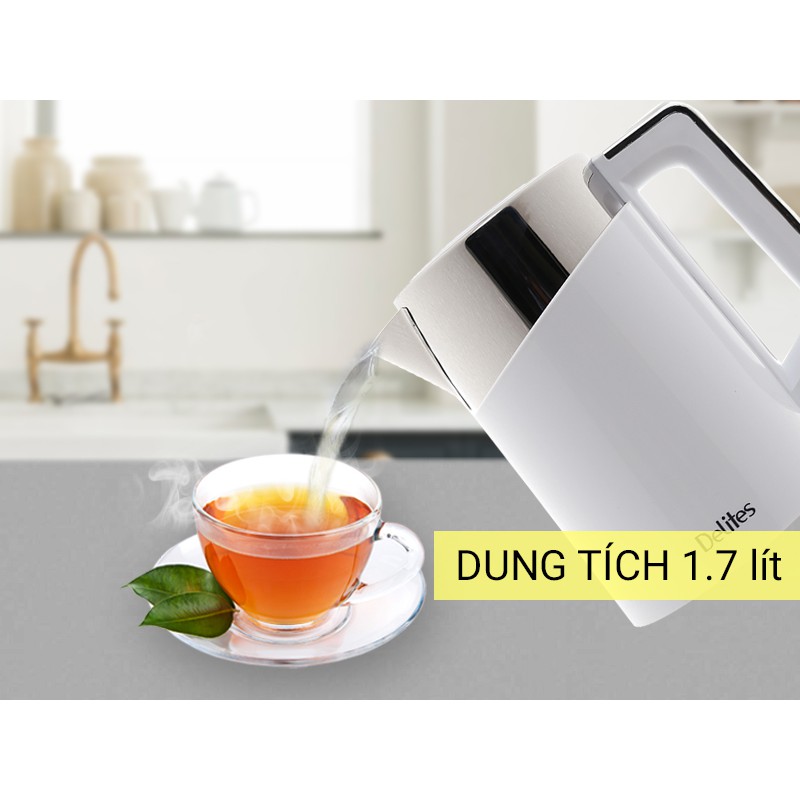 Bình siêu tốc cao cấp Delites ST17DB01 1.7 lít nhựa nguyên sinh an toàn sử dụng