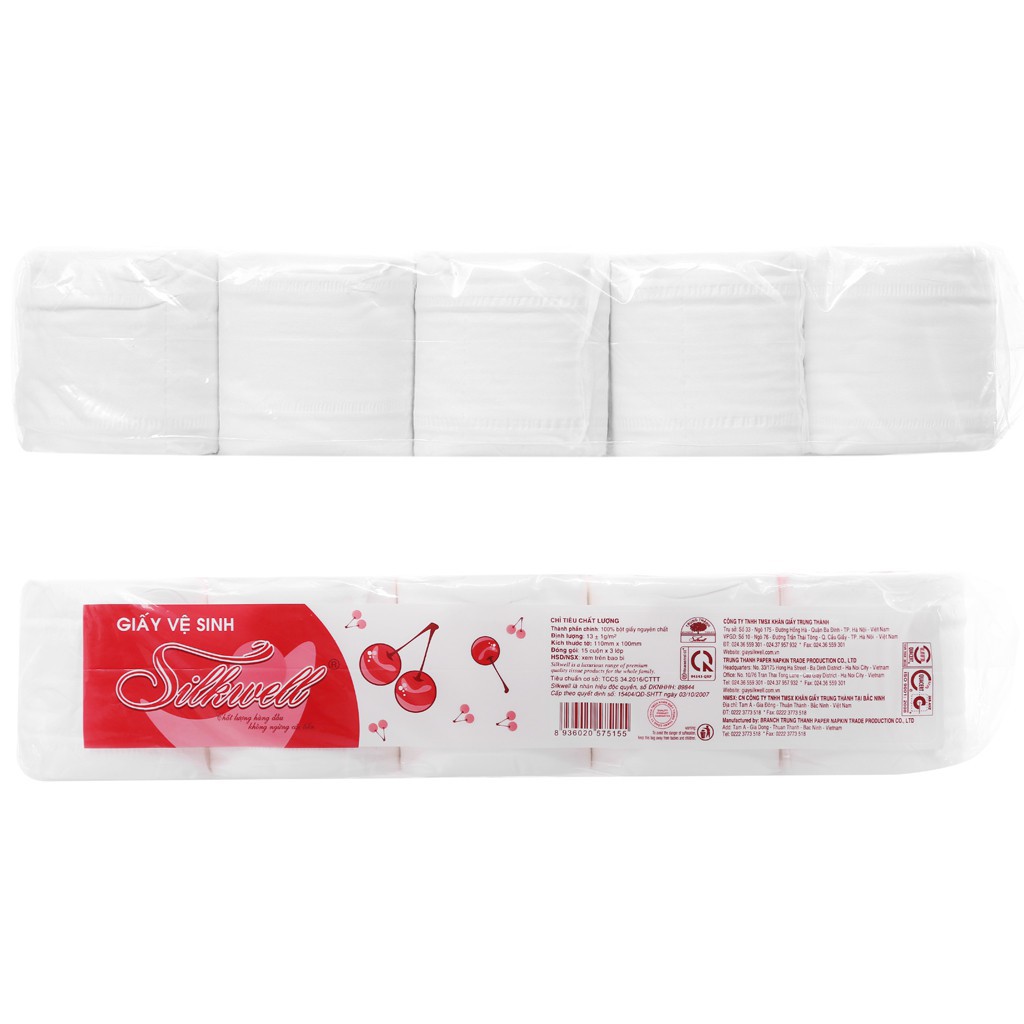 Bịch 15 cuộn giấy vệ sinh 3 lớp Silkwell cao cấp