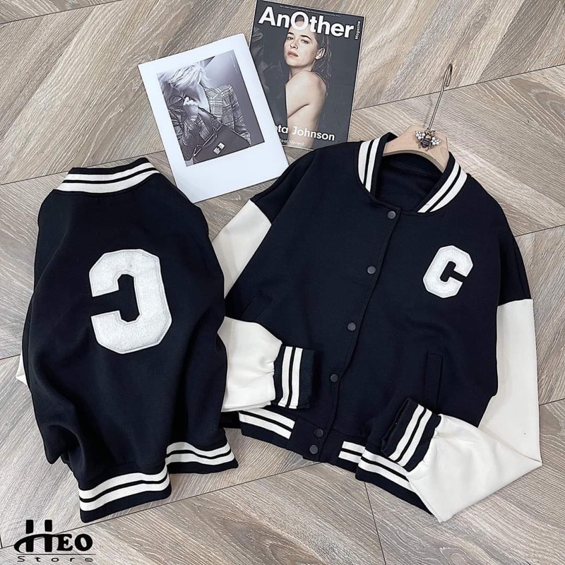 Áo Bomber nữ thêu chữ C đáp nổi loại 1( video shop tự quay )