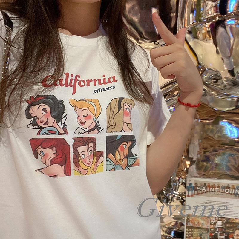 Áo Thun Tay Ngắn Cổ Tròn In Chữ Givenme Hoạt Hình Dành Cho Nữ