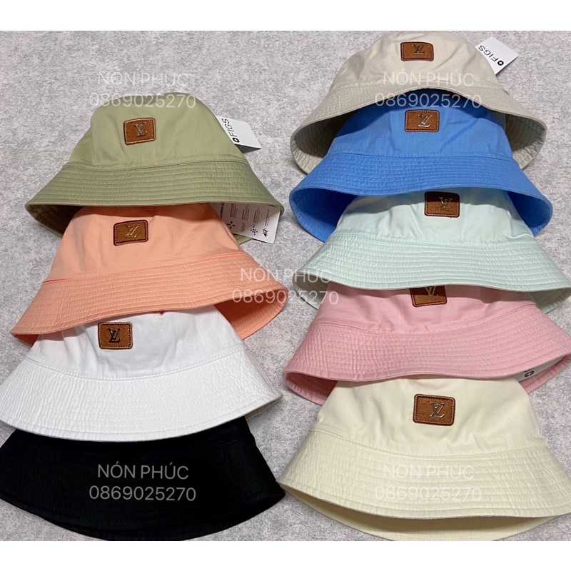 MŨ VÀNH KAKI CỤP 2 MẶT LOGO DẠ LV NAM NỮ