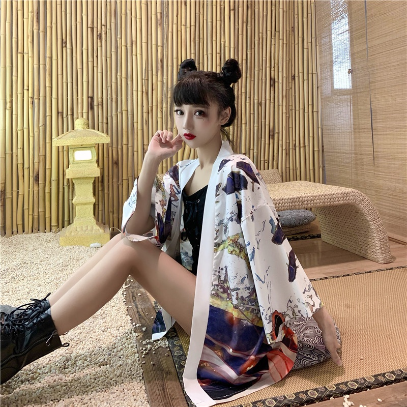Áo khoác kimono cách tân phong cách Nhật Bản cổ điển thời trang cho nữ