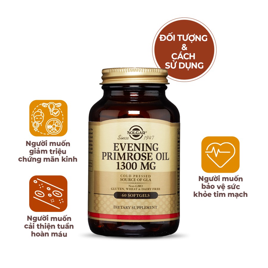 [NHẬP KHẨU USA CHÍNH HÃNG] Dầu Anh Thảo hỗ trợ sức khỏe nữ giới Solgar Evening Primrose Oil 1300 mg - EXP: 01.2021 | Thế Giới Skin Care