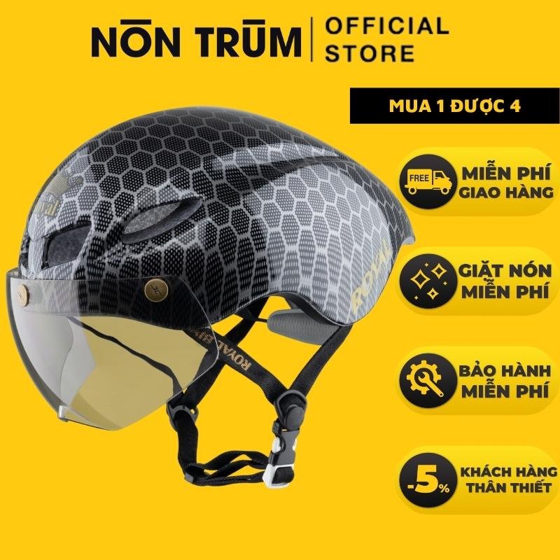 [Nón Trùm] Nón bảo hiểm thể thao xe đạp Royal MD16 có kính đuôi nhọn, nhẹ thoáng khí