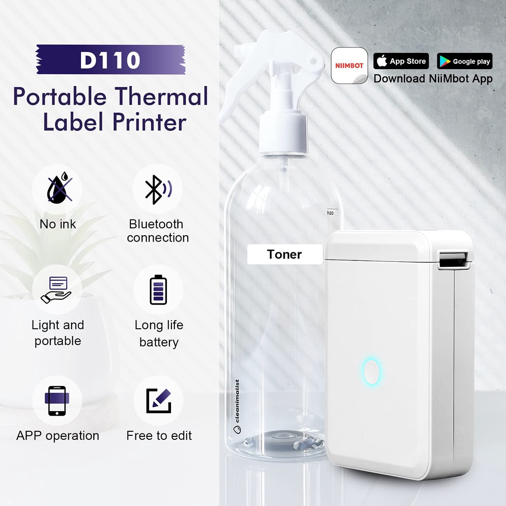 Máy in nhãn nhiệt/ Cuộn miếng dán nhãn NIIMBOT D110 không dùng mực bluetooth nhỏ gọn dễ sử dụng dành cho điện thoại