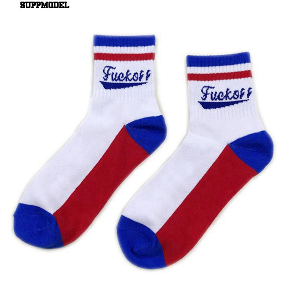 Tất cổ cao phối họa tiết sọc và chữ thời trang cá tính