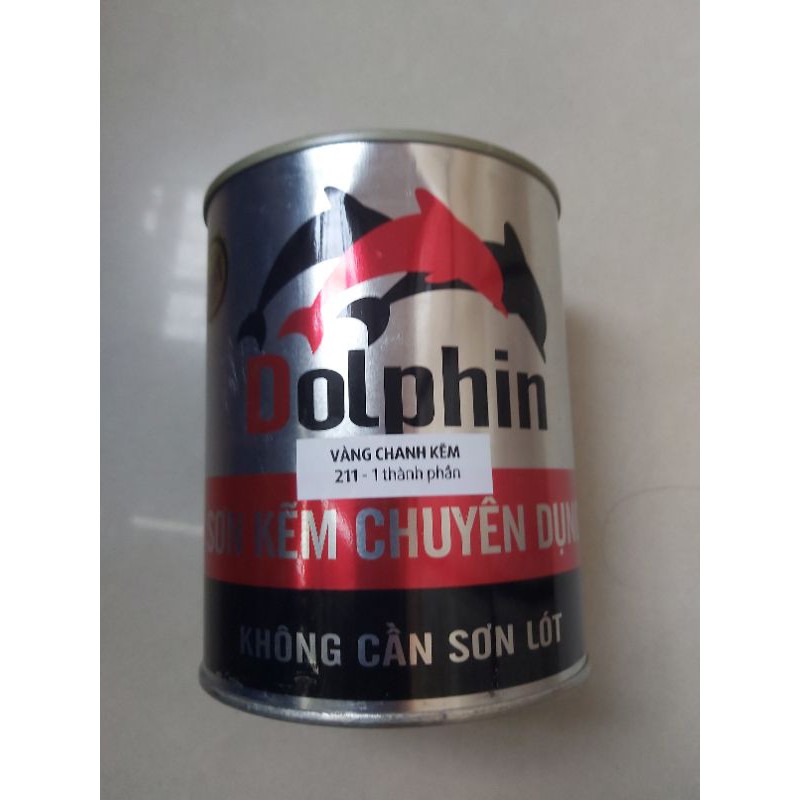 (Tặng cọ hoặc nhám) Sơn sắt mạ kẽm màu vàng nghệ dolphin 1TP