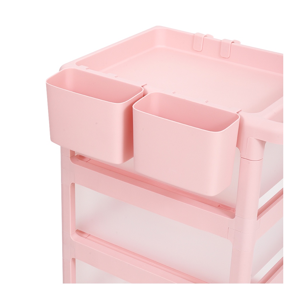 HomeBase STACKO Kệ nhựa 4 tầng có bánh Thái Lan VIVE W42xD46xH89cm màu hồng