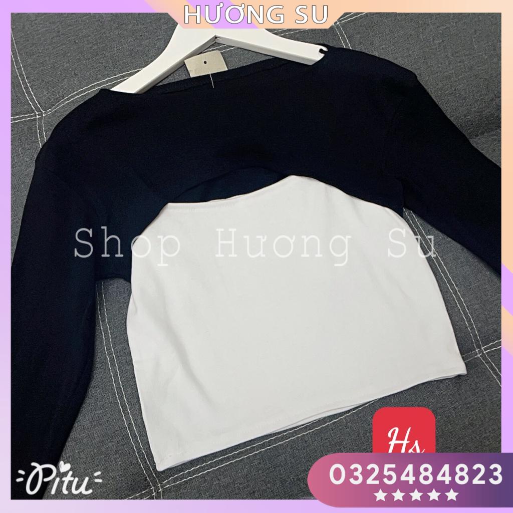 Set Áo Croptop BoZip cut out Kèm Áo Hai Dây - Hương Su