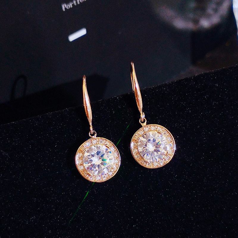 [Jiudoulan] Bông Tai Tròn Đính Đá Zircon Thời Trang Dành Cho Nữ