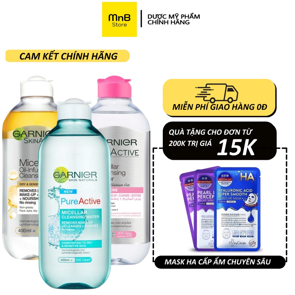 Nước tẩy trang Garnier Skinactive Micellar Water cho da dầu mụn da khô da nhạy cảm 400ml