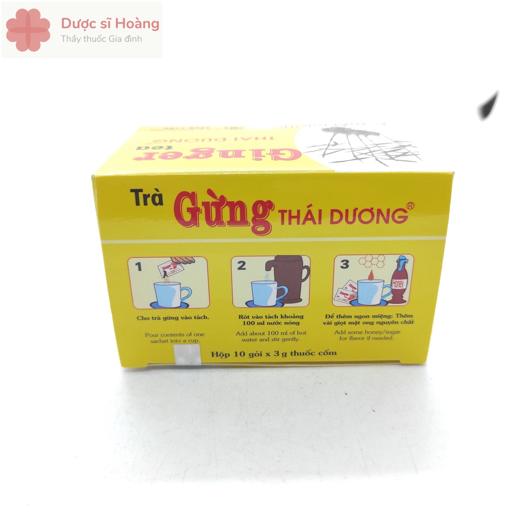 Trà Gừng Thái Dương - Hỗ Trợ Cảm Lạnh, Ho, Khàn Tiếng, Đau bụng- Hộp 10 gói