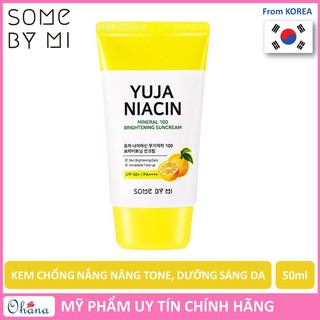 Kem Chống Nắng Nâng Tone, Dưỡng Sáng Da Some By Mi Yuja Niacin 100 Mineral Brightening Suncream SPF50+ PA++++ 50ml