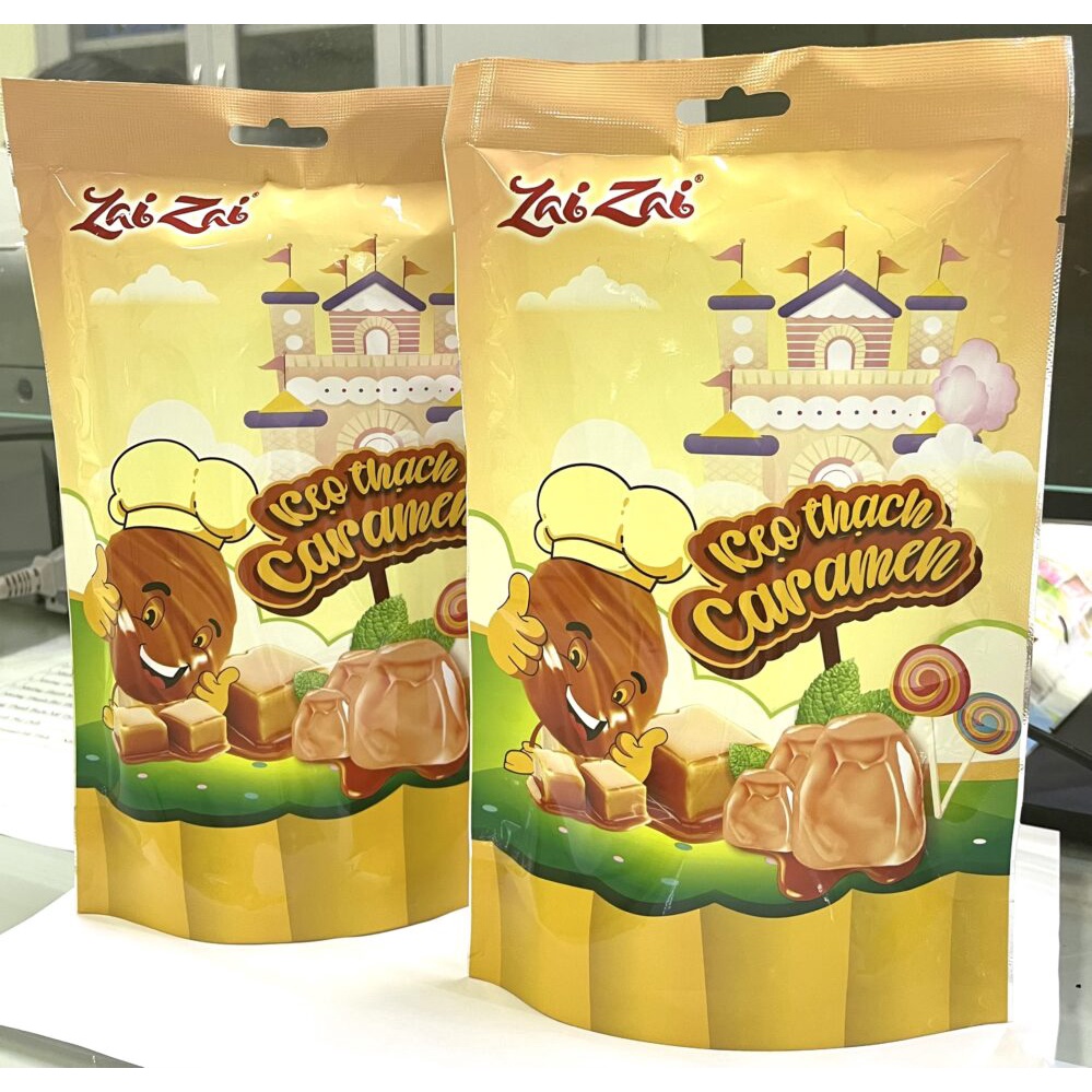 [ Ăn ngon mát ] Kẹo thạch Zaizai vị trà sữa trân châu plus/ vị Caramen gói 320g ăn đã nghiền