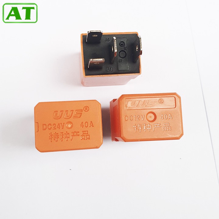 Hộp 20 Relay, Rơ Le Điều Hòa Ô Tô 4 Chân 12V 40A hoặc 24V 40A Màu Cam