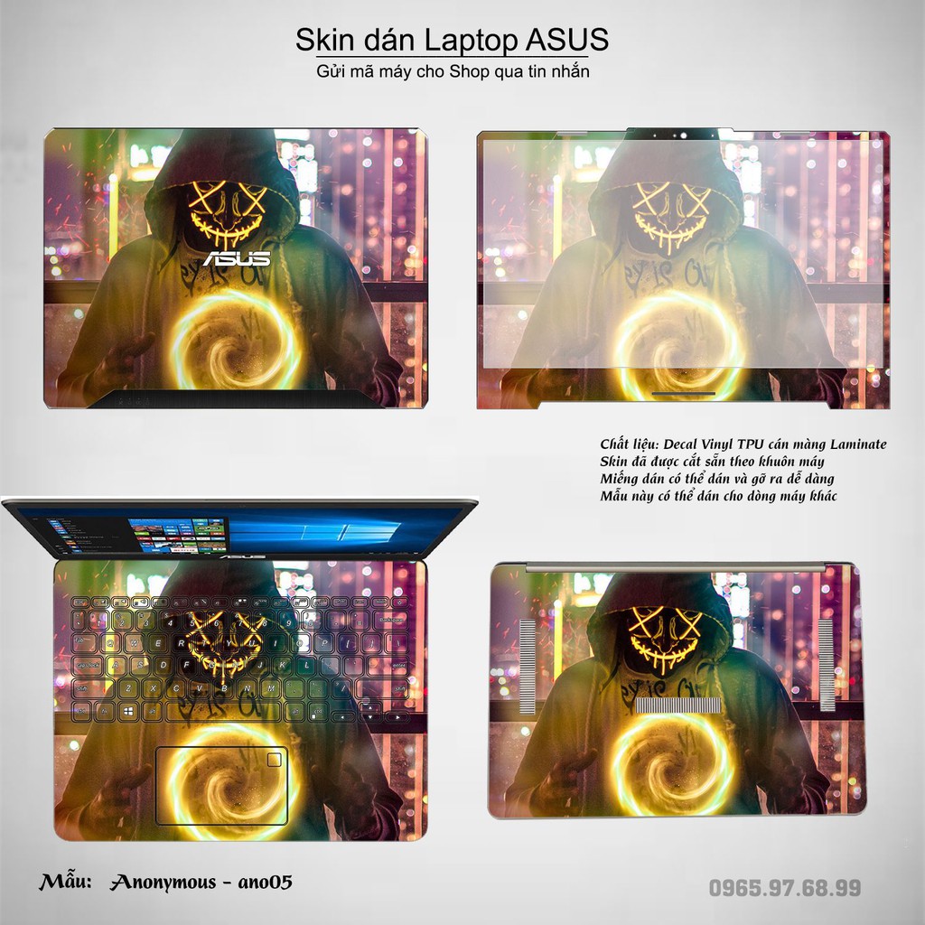 Skin dán Laptop Asus in hình Anonymous (inbox mã máy cho Shop)