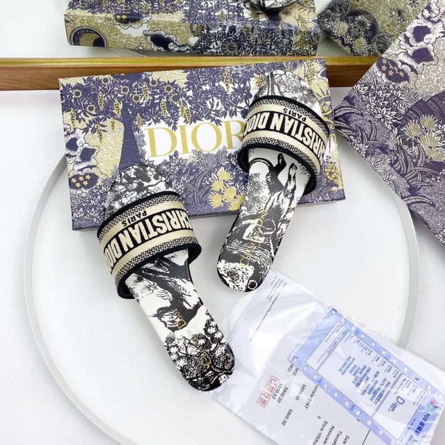 Dép thổ cẩm quai ngang super fullbox bill túi giấy