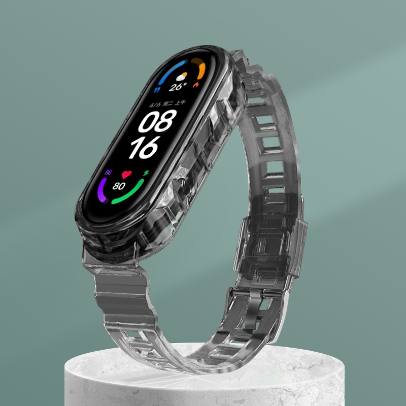 XIAOMI Dây Đeo Silicone Trong Suốt Cho Đồng Hồ Thể Thao Mi Band 7 6 5 4 3