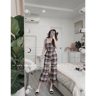 SET ÁO 2 DÂY LIỀN QUẦN CARO