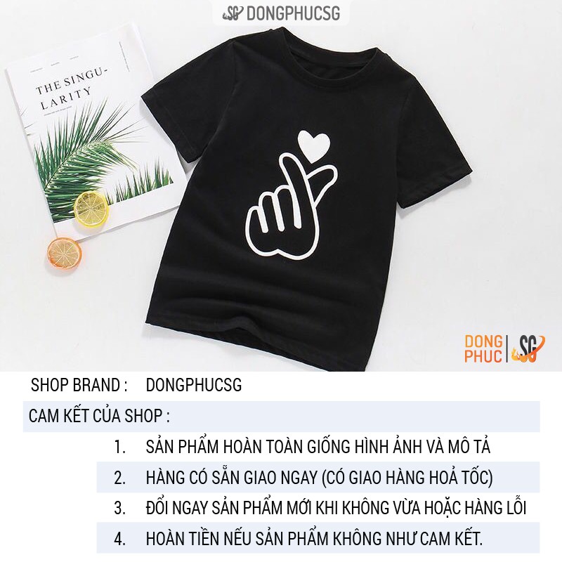 Áo gia đình bắn tim màu đen Đồng phục gia đình 3/4/5 người giá rẻ Thun cotton dày dặn GD402Đ
