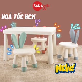 Bàn ghế trẻ em tai thỏ Sakawin, Bàn ghế cho bé mẫu giáo, Nhựa cao cấp Phù hợp các bé từ 2 - 10 tuổi