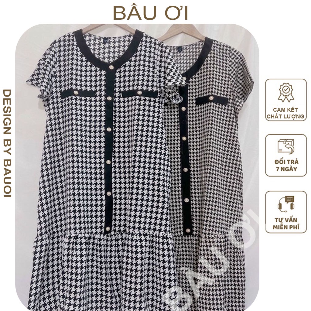 [BAUOII V39] VÁY BẦU KẺ CARO - ĐẦM BẦU MÙA HÈ THỜI TRANG CÔNG SỞ RỘNG RÃI THOẢI MÁI MÁT MẺ CHO MẸ BẦU