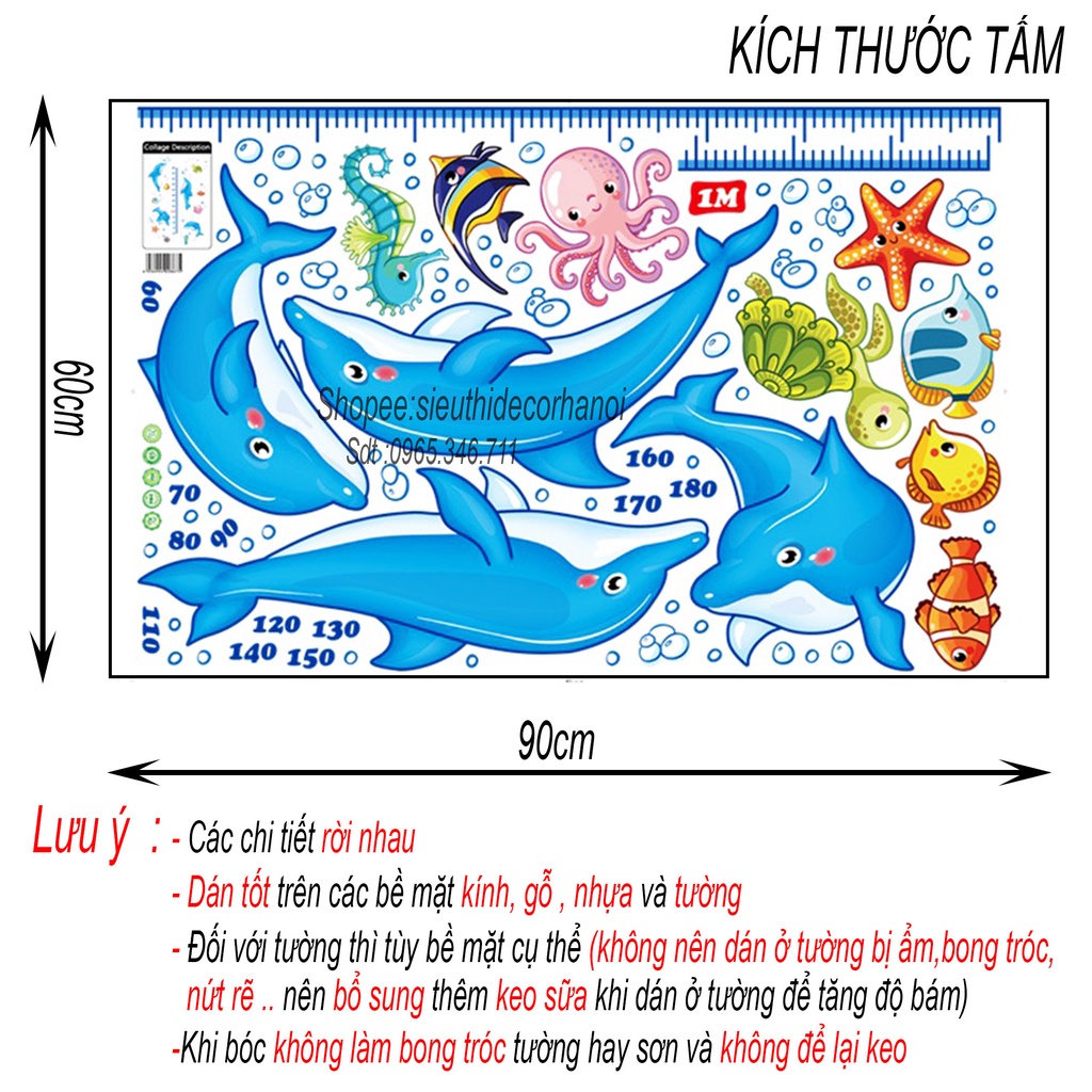 Decal dán tường THƯỚC ĐO CHIỀU CAO cho bé nhiều mẫu. Đề can dán tường trang trí phòng ngủ