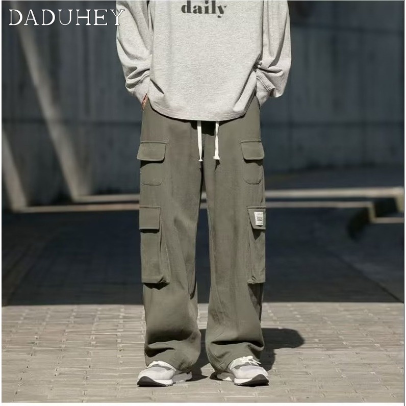 DaDuHey Men's American Retro High Street Overalls 2022 New Ins Fashion Trendy Pants Straight Casual Pants