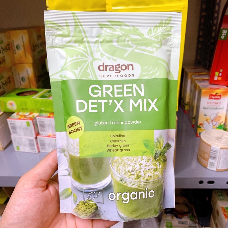 Bột thải độc hữu cơ green detox organic 200g (spirulina, chlorella, cỏ lúa mì, cỏ lúa mạch)