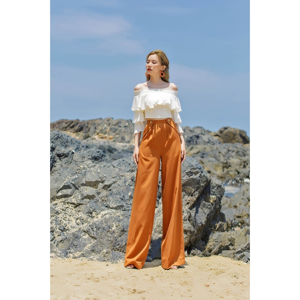 SÒ VINTAGE - MUN Quần ống rộng túi xéo phối nút giả | BigBuy360 - bigbuy360.vn