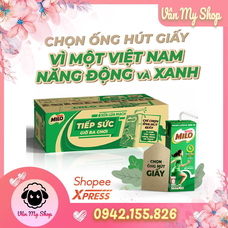 (Giao hỏa tốc) Thùng 48 hộp thức uống lúa mạch uống liền Nestlé MILO có đường, ít đường 48x180ml