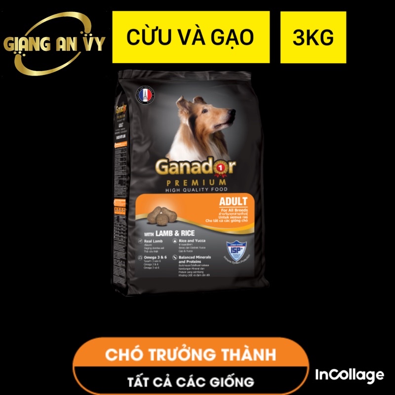 3kg Ganador Adult vị thịt cừu- Thức ăn hạt cho chó