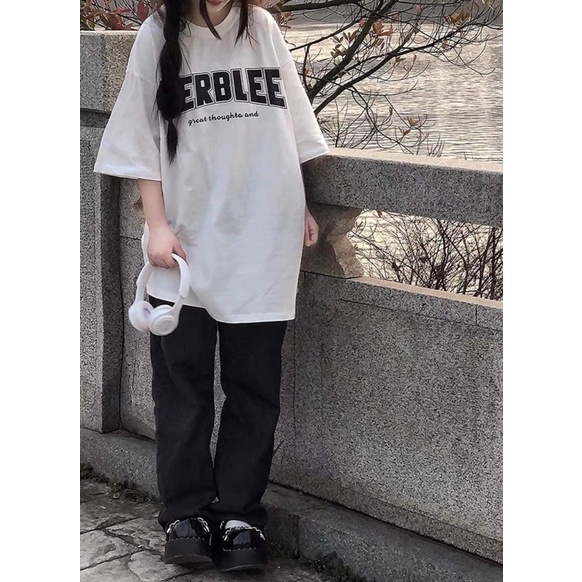 [CLIP/ẢNH THẬT] Bộ đồ VERBLEE UNISEX áo thun cổ tròn quần vải dáng suông cạp chun co giãn - Áo Thun Form rộng FREESIZE